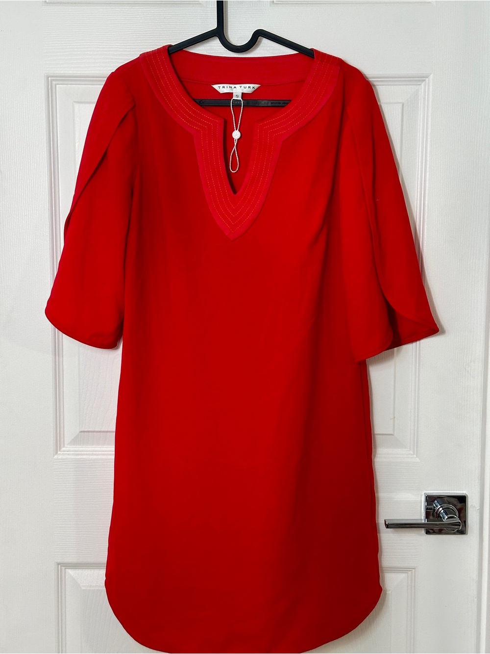 Trina Turk Red V-Neck Shift Dress